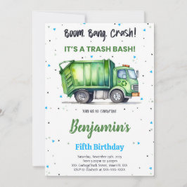 Grönt och Svarta Sopor Lastbil Inbjudningar