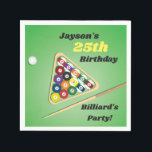 Grönt- och Svartafjard Bassäng Party Pappersservet Pappersservett<br><div class="desc">Den underbara party-servetten är underbar för en födelsedagsfest,  ett bachelor party eller något slags firande eller evenemang. Utformningen är av bassäng bord med bollar,  referenspak och bassäng bord.</div>