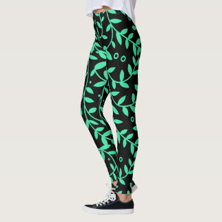 Grönt- och svartbalkar för kvinnor leggings