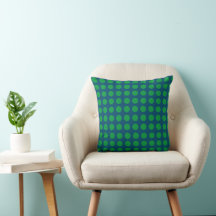 Grönt och Teal Polkadot Dekorativ kudde