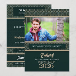 Grönt och tejp Studenten klass 2025 Foto Inbjudningar