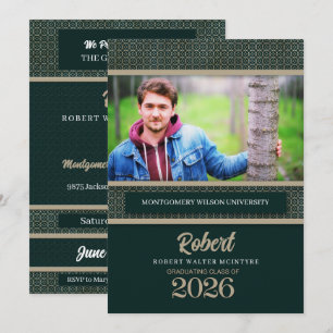 Grönt och tejp Studenten klass 2025 Foto Inbjudningar