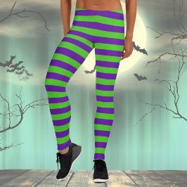Grönt och violett rand leggings