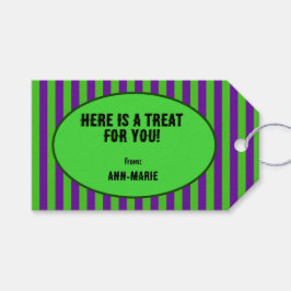 Grönt och violett rand presentetikett
