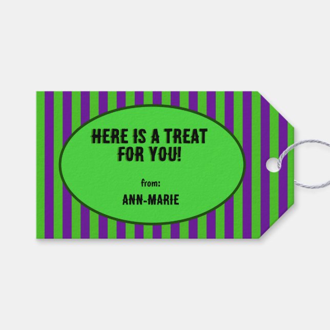 Grönt och violett rand presentetikett (Framsidan (Horisontell))