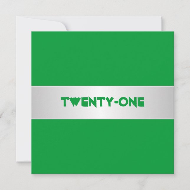 Grönt och vit 21:a födelsedag Party Inbjudningar (Framsida)