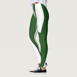 Grönt och vit abstrakt leggings