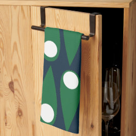 Grönt och vit Abstrakt Mönster Kökshandduk