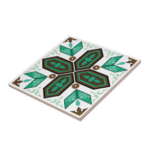 Grönt och vit Azulejo Kakelplatta