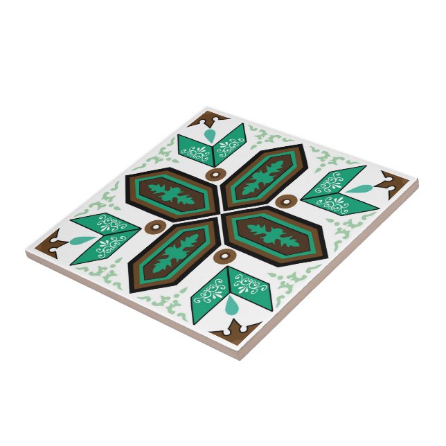 Grönt och vit Azulejo Kakelplatta (Sidan)