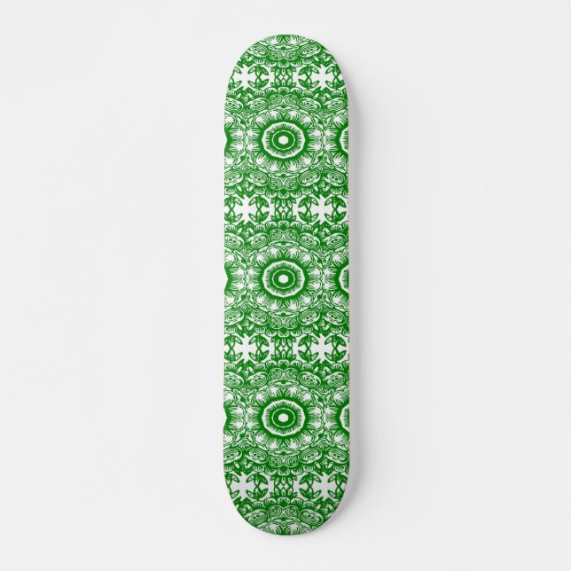 Grönt och vit blommigt mini skateboard bräda 18,5 cm (Framsida)