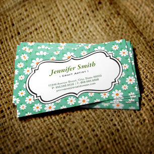 Grönt och vit Daisy för Craft Artist Elegant Visitkort