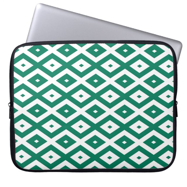 Grönt och vit diamant mönster laptop fodral (Framsidan)