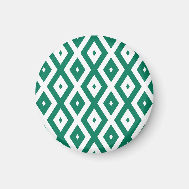 Grönt och vit diamant mönster magnet (Framsidan)