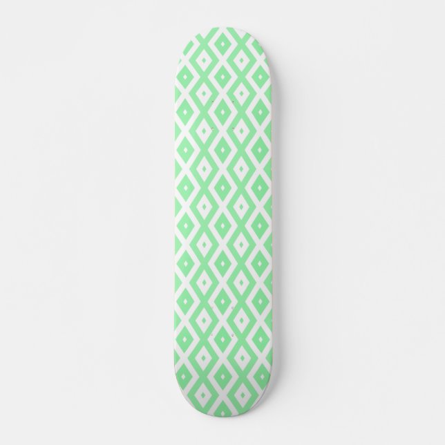 Grönt och vit diamant mönster mini skateboard bräda 18,5 cm (Framsida)