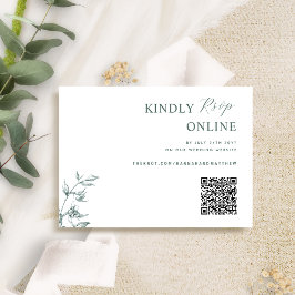 Grönt och vit Elegant QR-kod OSA Bröllop Tilläggskort