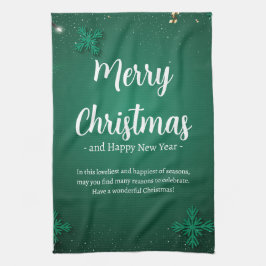 Grönt och vit enkel juldag och nytt år kökshandduk