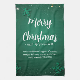 Grönt och vit enkel juldag och nytt år kökshandduk