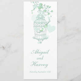 Grönt och vit fågelburs bröllop middag-meny meny