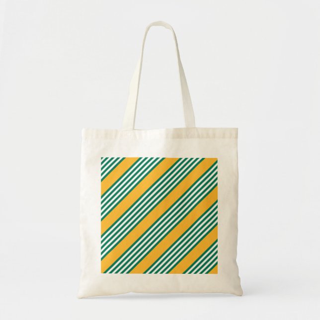 Grönt och vit fem rand mönster med gult tygkasse (Framsidan)