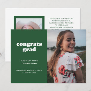 Grönt och vit Gratulerar Grad 2 Photo Studenten Meddelande