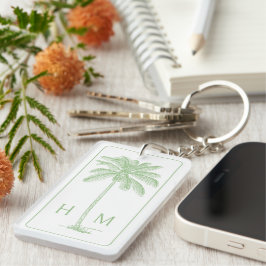 Grönt och vit Handflatan Palmetto Träd Monogram