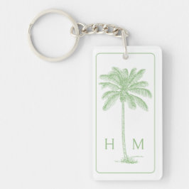 Grönt och vit Handflatan Palmetto Träd Monogram