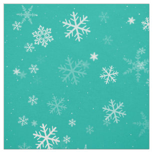 Grönt och vit jul Snowflake Mönster Tyg