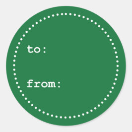 Grönt och vit julklapp - rund etikett