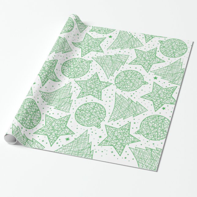 Grönt och vit jultomte Mönster Gift Wrap Presentpapper (Utrullad)