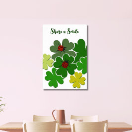 Grönt och vit Klöver Nyckelpiga en sjömil Poster
