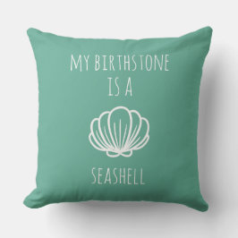 Grönt och vit Min Birthstone är ett Seashell Kudde