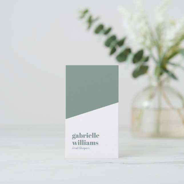 grönt och vit minimalistisk utformning visitkort (Stående Fram)