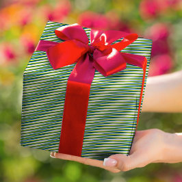 Grönt och vit Moiré Rand - Abstrakt med tre kärnor Presentpapper