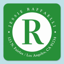 Grönt och vit | MonogramReturadress