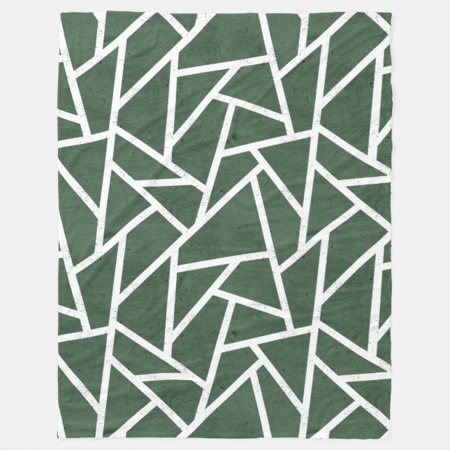 Grönt och vit mosaik mönster fleecefilt (Framsidan)