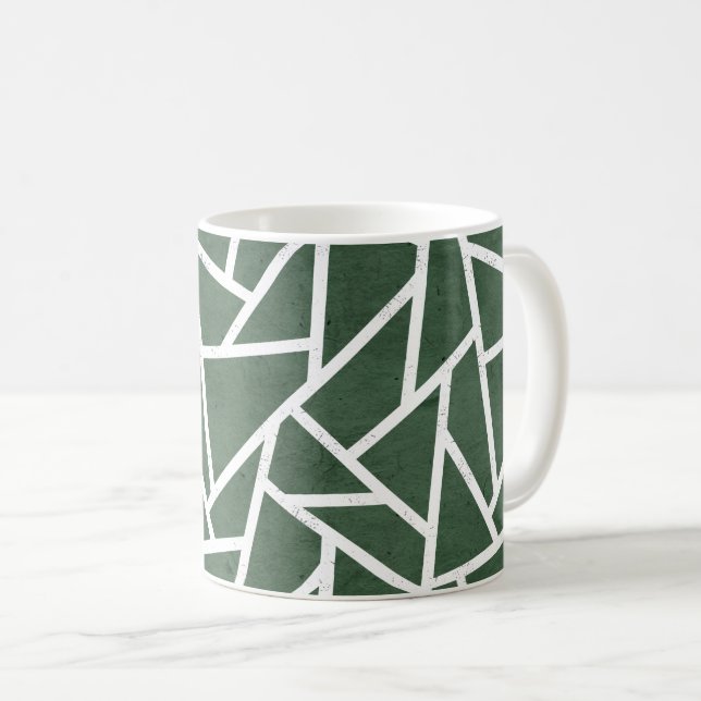 Grönt och vit mosaik mönster kaffemugg (Framsida höger)