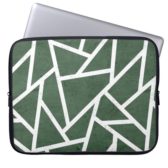 Grönt och vit mosaik mönster laptop fodral (Framsidan)