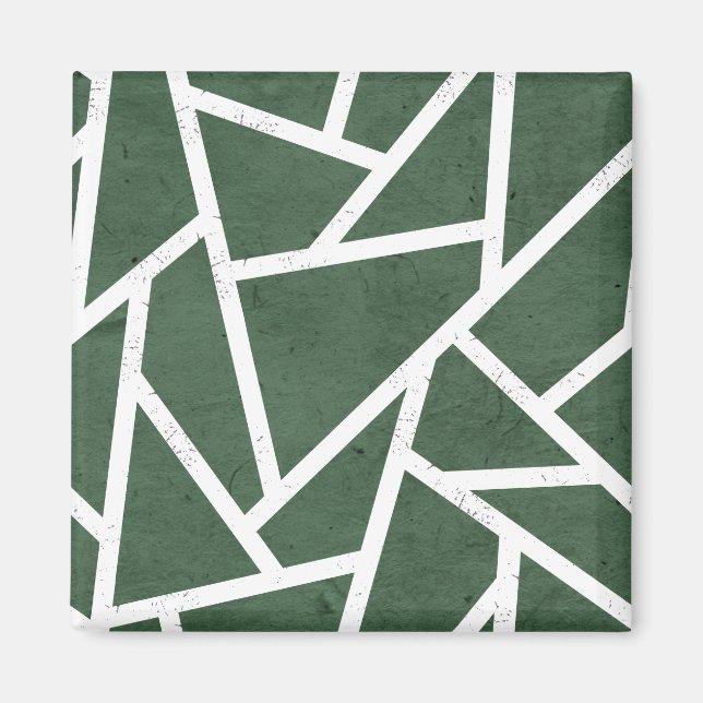 Grönt och vit mosaik mönster magnet (Framsidan)