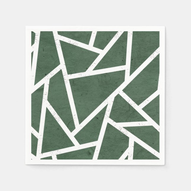 Grönt och vit mosaik mönster pappersservett (Framsidan)