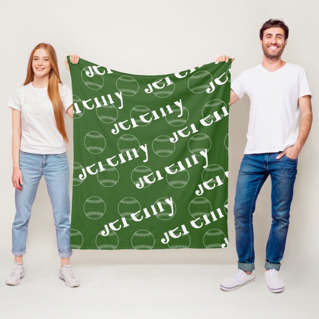 Grönt och vit Novelty Baskelbilsblad Fleecefilt (På plats)
