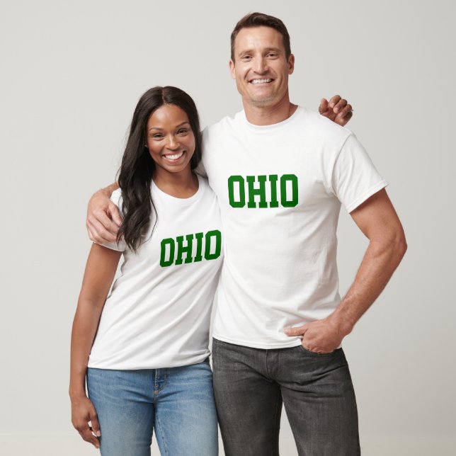 Grönt och vit OHIO Text Sports Shirt T-shirt (Unisex)