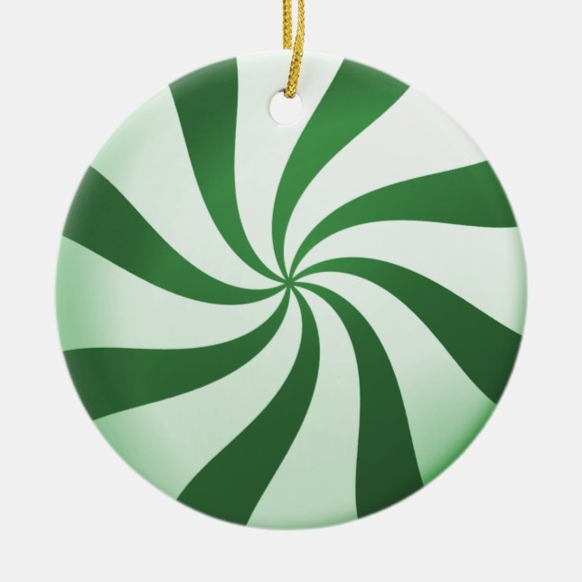 Grönt och vit peppermint Candy Ornament (Framsidan)