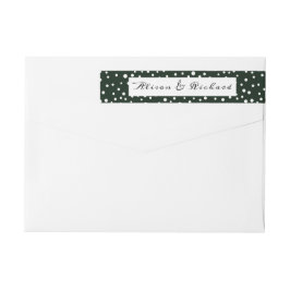 Grönt och vit polarprick mönster bröllop etikettband