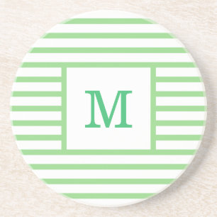 Grönt och vit Rand Anpassningsbar, Monogram Sandst Underlägg