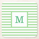 Grönt och vit Rand Anpassningsbar Monogram Underlägg Papper Kvadrat<br><div class="desc">Den gigantiska,  enkla moderna grönten och vita strippade underlägg med anpassningsbarnas monogram namn eller initialer,  för nästa speciella födelsedagsfest,  babydusch eller bröllop! Tillverkad med papper. Anpassa det med ditt favoritteckensnitt och färg för att göra det till ditt och bara lycklig underlägg!</div>