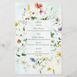 Grönt och vit Romantik Rustic Bröllop Menu