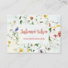 Grönt och vit Rustic Flower Summer med QR Visitkort