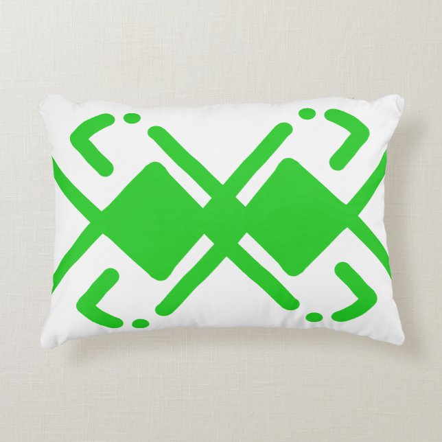 Grönt och vit Sha 1 Prydnadskudde (Framsidan)