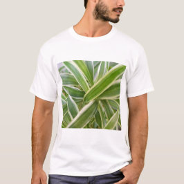 Grönt och vit skuggad Blommigt Löv Botaniska T Shirt